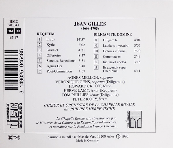 Jean Gilles - Agnès Mellon, Howard Crook, Hervé Lamy, Peter Kooij, La Chapelle Royale, Philippe Herreweghe - Requiem (CD, Album) (Near Mint (NM or M-)) - Image 2