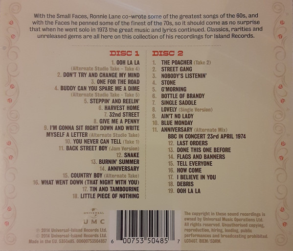 Ronnie Lane & Slim Chance - Ooh La La - An Island Harvest (2xCD, Comp, Sli) (Mint (M)) - Image 2