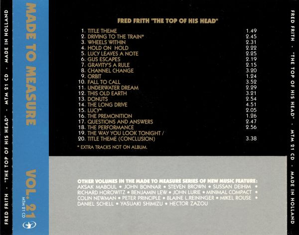 Fred Frith - The Top Of His Head (CD, Album) (Near Mint (NM or M-)) - Image 2