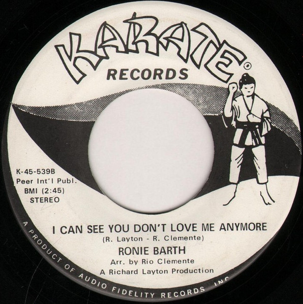 Ronie Barth - Dancing In The Bullring / I Can See You Don't Love Me Anymore (7") (Very Good (VG)) - Image 2