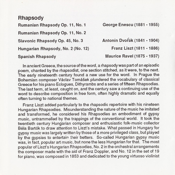 Various - Rhapsody (CD, Comp) (Near Mint (NM or M-)) - Image 4