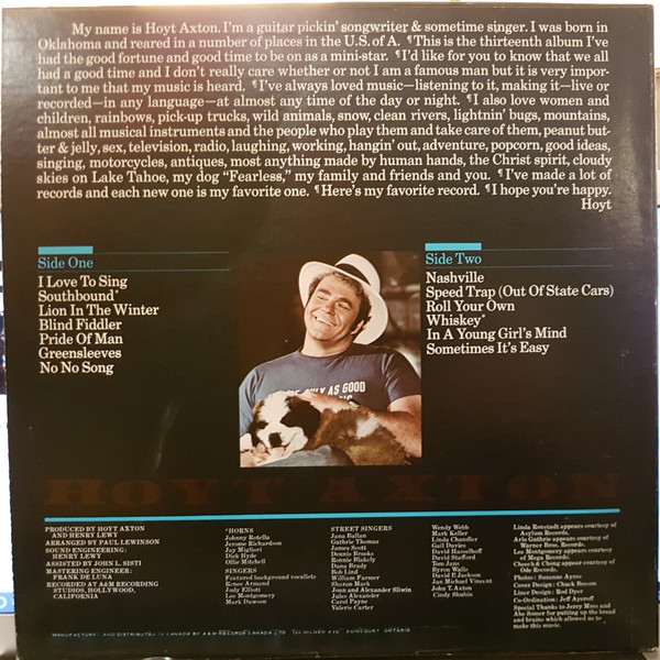 Hoyt Axton - Southbound (LP, Album) (Mint (M)) - Image 2