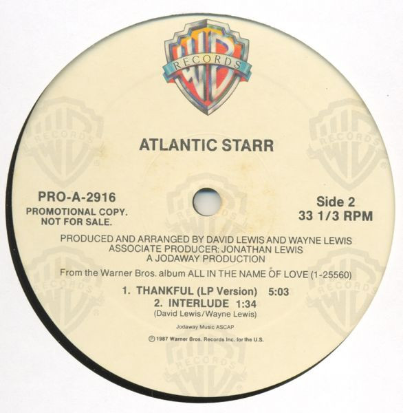 Atlantic Starr - Thankful (12", Promo) (Mint (M)) - Image 2