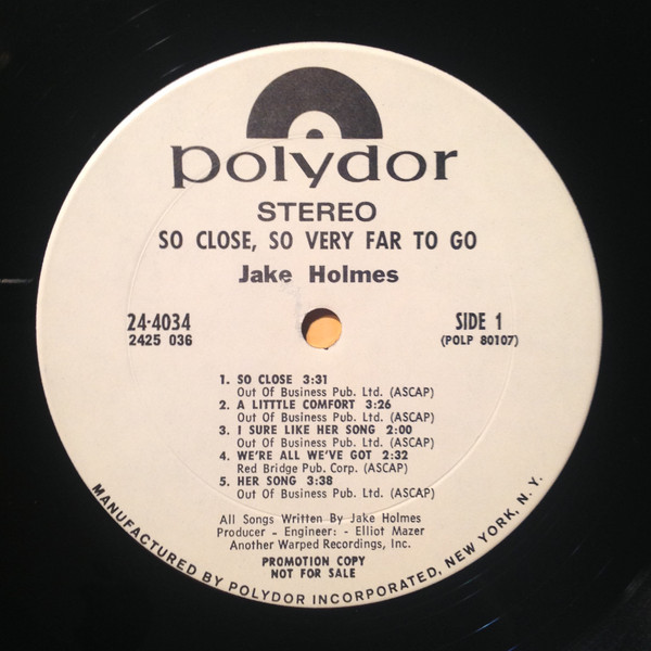 Jake Holmes - So Close, So Very Far To Go (LP, Album, Promo) (Mint (M)) - Image 3