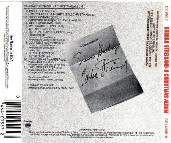 Barbra Streisand - A Christmas Album (CD, Album, RE) (Mint (M)) - Image 3