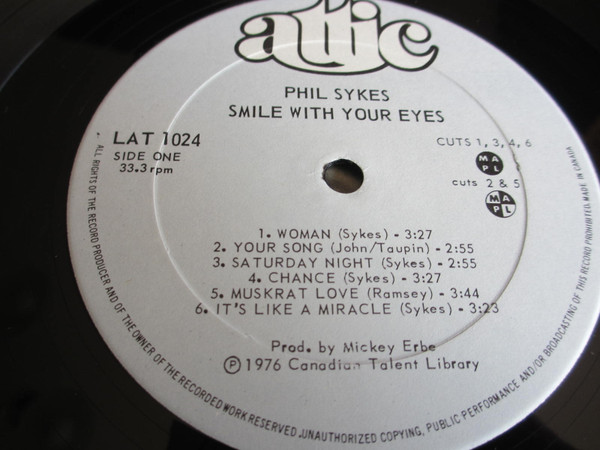 Phil Sykes - Smile With Your Eyes (LP, Album) (Mint (M)) - Image 3