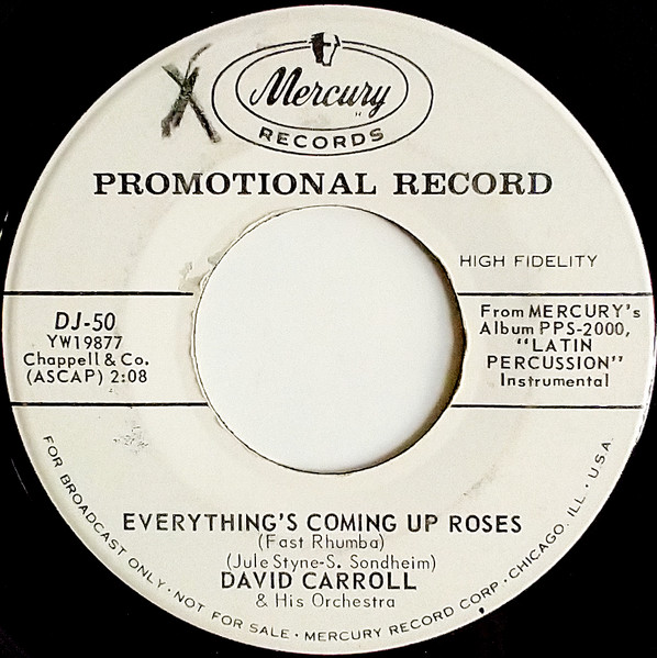 David Carroll & His Orchestra - By Heck Cha Cha Cha / Everything's Coming Up Roses (7", Promo) (Very Good Plus (VG+)) - Image 2