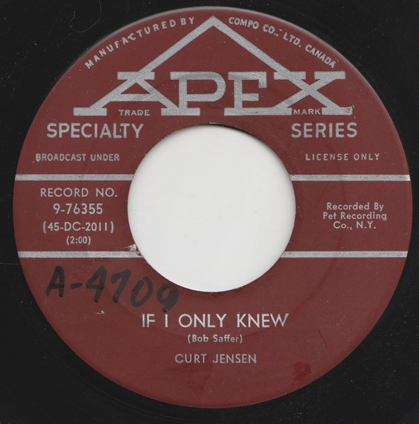 Curt Jensen - Just For You / If I Only Knew (7") (Very Good Plus (VG+)) - Image 2