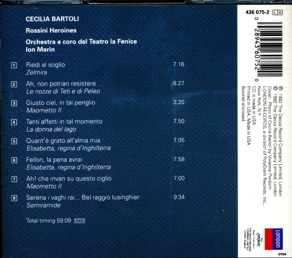 Gioacchino Rossini - Cecilia Bartoli, Orchestra Del Teatro La Fenice And Coro Del Teatro La Fenice, Ion Marin - Heroines (CD, Album) (Near Mint (NM or M-)) - Image 3