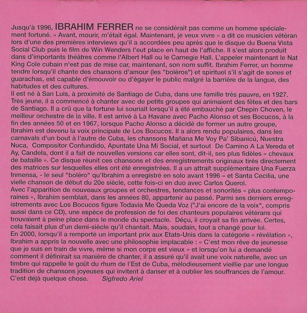 Ibrahim Ferrer - Ay, Candela (CD, Comp, Dig) (Near Mint (NM or M-)) - Image 5