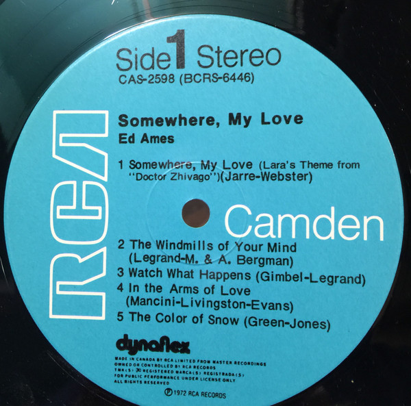 Ed Ames - Somewhere, My Love (LP, Album, Dyn) (Mint (M)) - Image 3