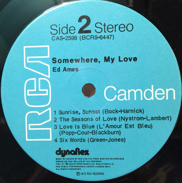 Ed Ames - Somewhere, My Love (LP, Album, Dyn) (Mint (M)) - Image 4