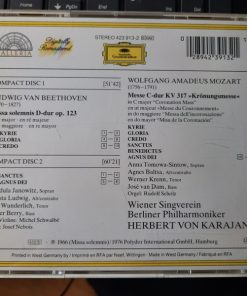 Alternative view of Ludwig van Beethoven, Wolfgang Amadeus Mozart - Berliner Philharmoniker, Herbert von Karajan - Missa Solemnis / Krönungsmesse = Coronation Mass  (2xCD, Comp, RM) (Near Mint (NM or M-))