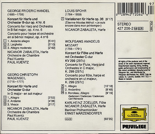 Various, Nicanor Zabaleta - Harp Concertos (CD, Comp, RE) (Near Mint (NM or M-)) - Image 2