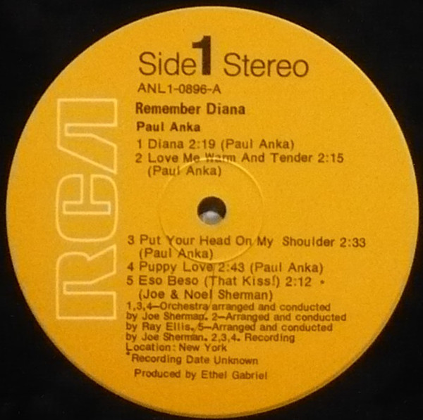Paul Anka - Remember Diana (LP, Album, Comp) (Mint (M)) - Image 3