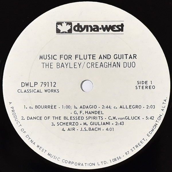 Andrew Creaghan, Jonathan Bayley, The Bayley/Creaghan Duo - Music For Flute And Guitar (LP) (Mint (M)) - Image 3