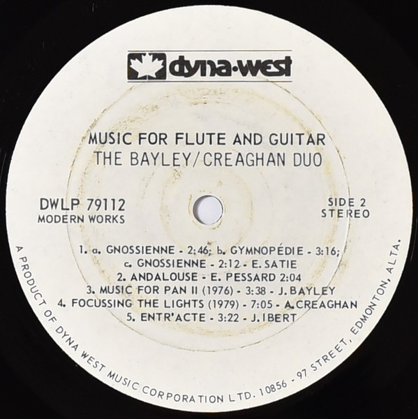 Andrew Creaghan, Jonathan Bayley, The Bayley/Creaghan Duo - Music For Flute And Guitar (LP) (Mint (M)) - Image 4