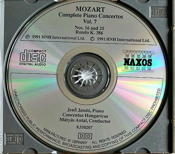 Wolfgang Amadeus Mozart - Jenö Jandó, Concentus Hungaricus, Mátyás Antal - Complete Piano Concertos Vol. 7- No. 16, K. 451 • No. 25, K. 504 • Rondo in A Major, K. 386 (CD, Album, RE) (Near Mint (NM or M-)) - Image 3