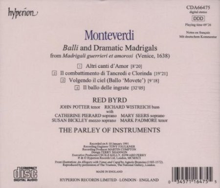 Claudio Monteverdi – Red Byrd, The Parley Of Instruments - Balli And Dramatic Madrigals (CD, Album) (Near Mint (NM or M-)) - Image 2