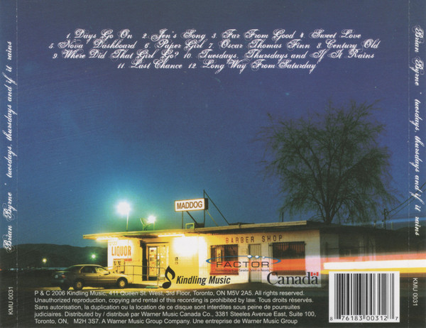Brian Byrne - Tuesdays, Thursdays, And If It Rains (CD, Album) (Mint (M)) - Image 2