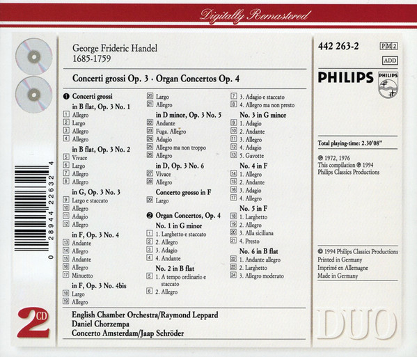 Georg Friedrich Händel - Concerti Grossi Op. 3 / Organ Concertos Op. 4 (2xCD, Comp, RM) (Near Mint (NM or M-)) - Image 2