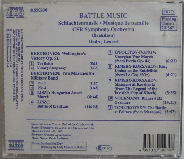 Various - Slovak Radio Symphony Orchestra, Ondrej Lenárd - Battle Music = Schlachtenmusik = Musique De Bataille (CD, Album) (Near Mint (NM or M-)) - Image 2
