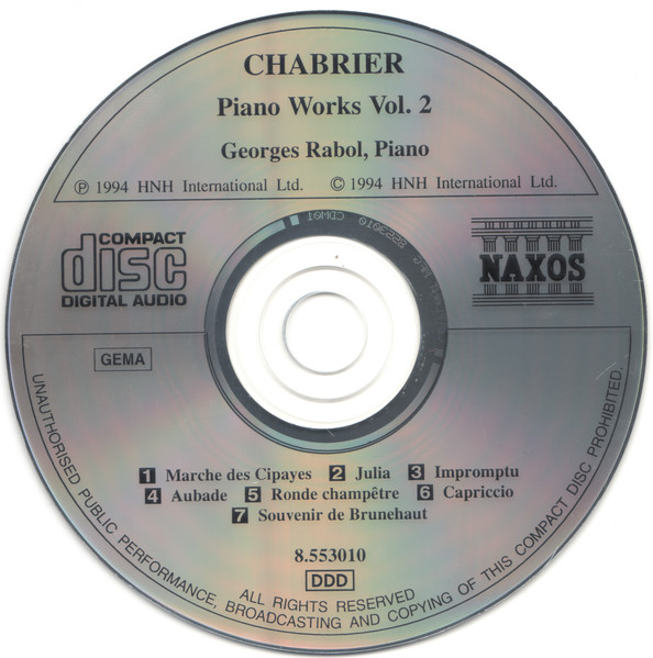 Emmanuel Chabrier, Georges Rabol - Piano Works Vol. 2 (CD) (Near Mint (NM or M-)) - Image 3