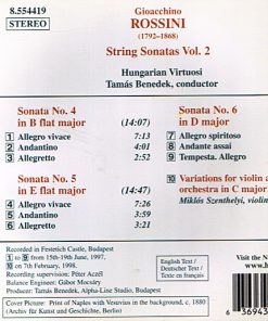 Alternative view of Gioacchino Rossini – Hungarian Virtuosi, Tamás Benedek - String Sonatas Nos. 4, 5 And 6 (CD, Album) (Near Mint (NM or M-))