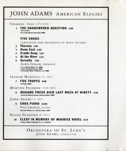 Alternative view of John Adams Conducts Orchestra Of St. Luke's With  Dawn Upshaw, Paul Crossley (2) - American Elegies (CD, Album) (Near Mint (NM or M-))