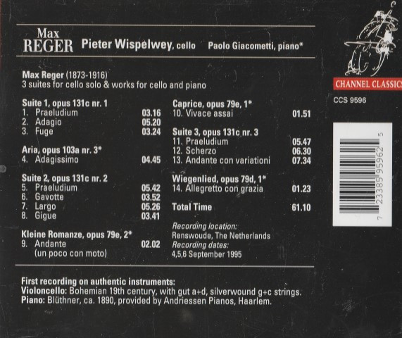 Max Reger - Pieter Wispelwey, Paolo Giacometti - Three Suites For Cello Solo; Works For Cello And Piano (CD, Album) (Near Mint (NM or M-)) - Image 2