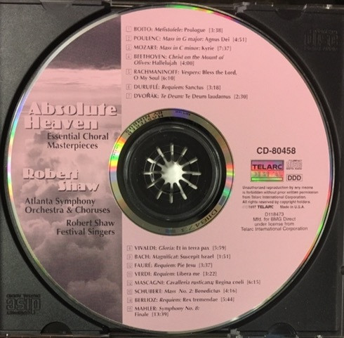 Various, Atlanta Symphony Orchestra, Atlanta Symphony Chorus, Robert Shaw Festival Singers, Robert Shaw - Absolute Heaven, Essential Choral Masterpieces (CD, Comp, Club, BMG) (Near Mint (NM or M-)) - Image 3