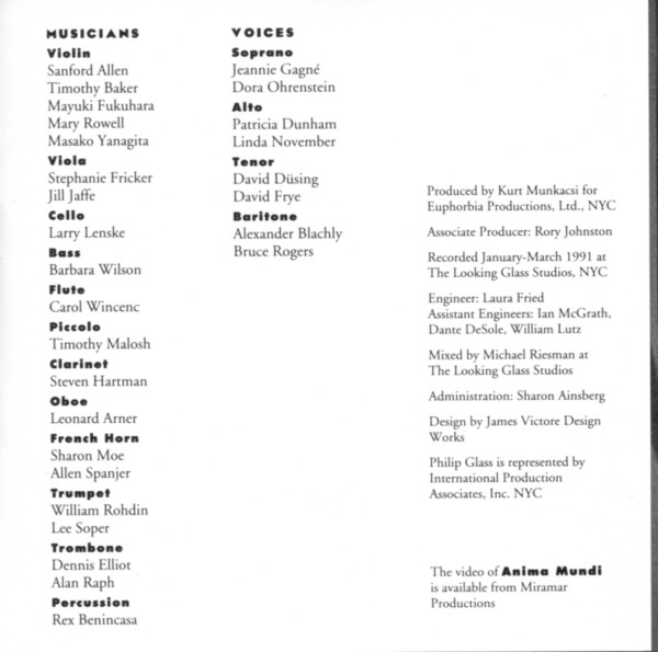 Philip Glass - Anima Mundi (Original Soundtrack Recording) (CD) (Near Mint (NM or M-)) - Image 4