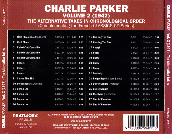 Charlie Parker - Volume 2 1947 (The Alternative Takes In Chronological Order) (CD, Comp, RM) (Mint (M)) - Image 2