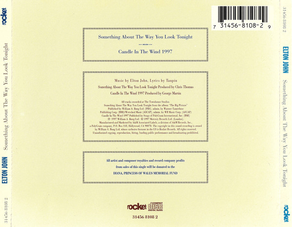Elton John - Something About The Way You Look Tonight / Candle In The Wind 1997 (CD, Single) (Near Mint (NM or M-)) - Image 2