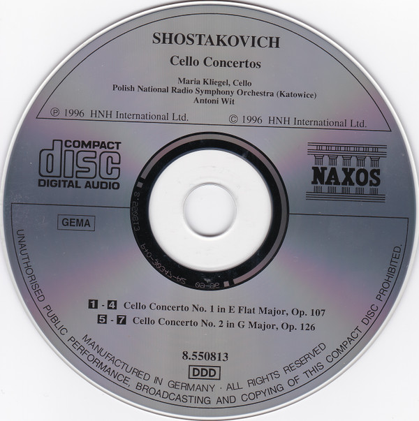 Dmitri Shostakovich - Maria Kliegel, Polish National Radio Symphony Orchestra, Antoni Wit - Cello Concertos Nos. 1 And 2 (CD, P+O) (Near Mint (NM or M-)) - Image 3