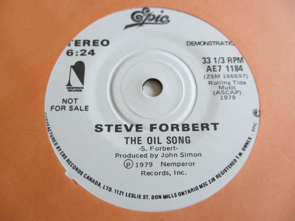 Steve Forbert - The Oil Song (7", Promo) (Near Mint (NM or M-))