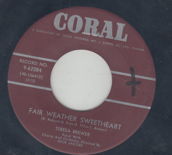 Teresa Brewer - Heavenly Lover / Fair Weather Sweetheart (7", Single, Mono) (Very Good (VG)) - Image 2