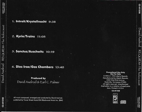 David Axelrod - Requiem - The Holocaust (CD, Album, Promo) (Near Mint (NM or M-)) - Image 3