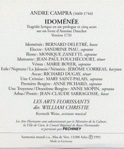 Alternative view of André Campra, Bernard Delétré, Jean-Paul Fouchécourt, Sandrine Piau, Monique Zanetti, Les Arts Florissants, William Christie - Idoménée  (3xCD, Album) (Near Mint (NM or M-))