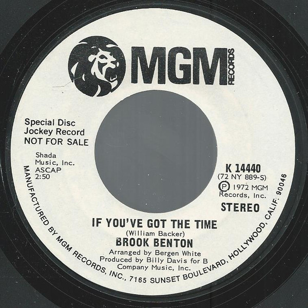 Brook Benton - If You've Got The Time (7", Promo) (Very Good (VG)) - Image 2