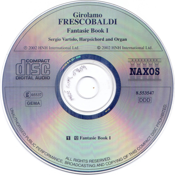 Girolamo Frescobaldi, Sergio Vartolo - Keyboard Music (Fantasie Book I / Ricercari / Canzoni Francesi) (2xCD, Album) (Near Mint (NM or M-)) - Image 3