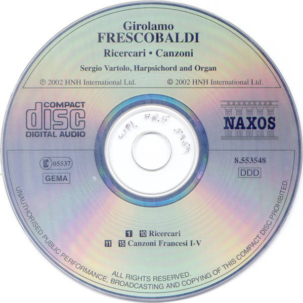 Girolamo Frescobaldi, Sergio Vartolo - Keyboard Music (Fantasie Book I / Ricercari / Canzoni Francesi) (2xCD, Album) (Near Mint (NM or M-)) - Image 4