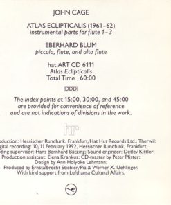 Alternative view of John Cage, Eberhard Blum - Atlas Eclipticalis (For Three Flutes) (CD, Album) (Near Mint (NM or M-))
