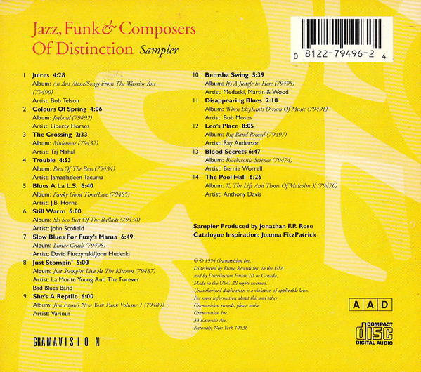 Various - Jazz, Funk & Composers Of Distinction (CD, Comp, Smplr) (Near Mint (NM or M-)) - Image 2