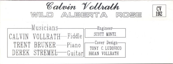 Calvin Vollrath - Wild Alberta Rose (Cass, Album) (Near Mint (NM or M-)) - Image 2