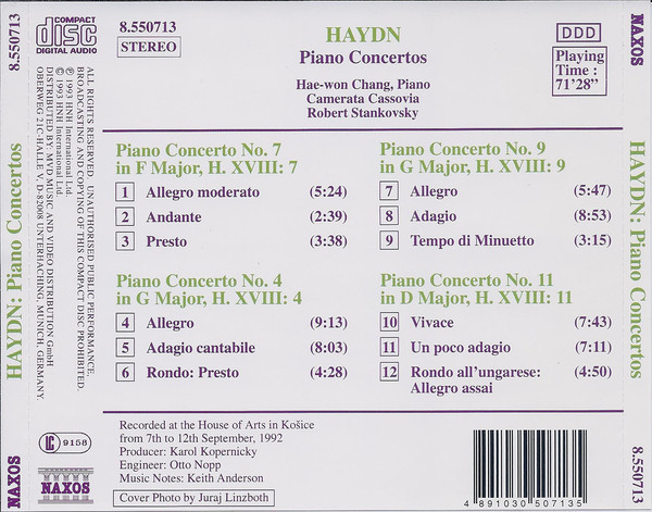 Joseph Haydn, Hae-won Chang, Camerata Cassovia, Robert Stankovsky - Piano Concertos (Nos. 4, 7, 9 And 11) (CD, Album) (Near Mint (NM or M-)) - Image 5
