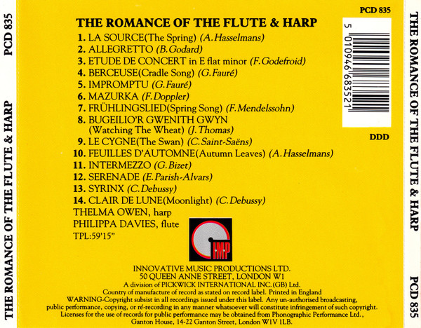 Philippa Davies, Thelma Owen - The Romance Of The Flute & Harp (CD, Album) (Near Mint (NM or M-)) - Image 2