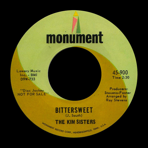 The Kim Sisters - Tic-A-Tic-A-Toc-Toc / Bittersweet (7", Promo) (Very Good (VG)) - Image 2