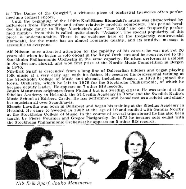 Lars-Erik Larsson, Johan Helmich Roman, Kurt Atterberg, Hilding Rosenberg, Hugo Alfvén, Karl-Birger Blomdahl, Stockholm Sinfonietta, Jan-Olav Wedin, Alf Nilsson, Nils-Erik Sparf, Jouko Mansnerus, Elemér Lavotha - A Swedish Pastorale - A Winter's Tale; Concerto For Oboe D'Amore; Suite No. 3; Piece For Cello & Strings (CD, Album) (Near Mint (NM or M-)) - Image 5