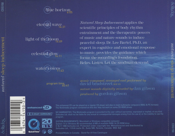 David Bradstreet - Natural Sleep Inducement (CD, Album, Enh, Dol) (Mint (M)) - Image 2